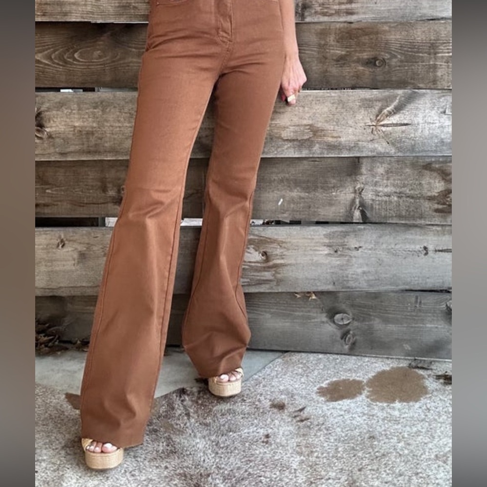 Judy Blue High Waist Flare Pants - Brown